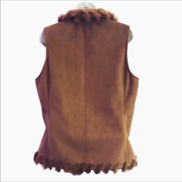 Vintage Jones New York Rabbit Fur Trim Vest - Picture 2 of 3